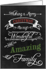 Chalkboard Merry Christmas to my Wonderful Amazing Family card