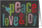 Chalkboard Colorful Peace love and Joy card