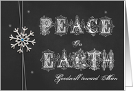 Chalkboard Snowflake Peace on Earth card