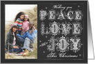 Chalkboard Wishing you Peace Love and Joy This Christmas Photo card