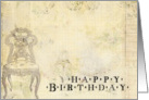 Vintage Happy Birthday Grunge Chair Mixed Media card
