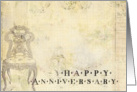 Vintage Happy Anniversary Grunge Chair Mixed Media card