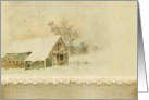 Vintage Christmas With Old Barn and Snow, Customizable card