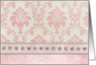 Pink Glitter Damask Gemstone Note Card