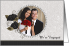 We’re Engaged Diamond Floral Photo Card