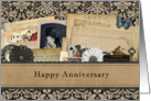 Happy Anniversary Vintage Ephemera Collage Collection card