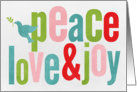 Peace Love & Joy Blue Dove card