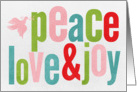 Peace Love & Joy Pink Dove card