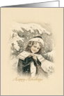 Vintage Girl Happy Holidays card