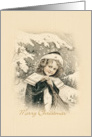 Vintage Girl Merry Christmas card