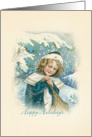 Vintage Girl Happy Holidays card