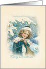 Vintage Girl Merry Christmas card