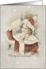 Vintage Girl Merry Christmas card