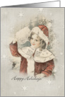 Vintage Girl Happy Holidays card