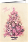 Happy Holidays Pink Christmas Tree card
