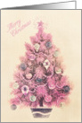 Merry Christmas Pink Christmas Tree card