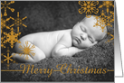 Merry Christmas Gold Snowflake Photo Card