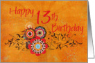 Trendy Orange 13th Birthday Card