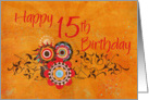 Trendy Orange 15th Birthday Card