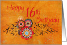 Trendy Orange 16th Birthday Card