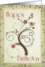 Happy Birthday Swirl Tree card