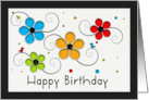 Happy Birthday Colorful Floral Cut Out card