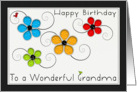 Happy Birthday Grandma Colorful Floral Cut Out card