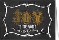 Joy to the World Gold Chalkboard card
