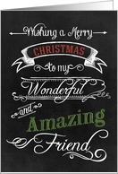 Chalkboard Merry Christmas to my Wonderful Amazing Friend card