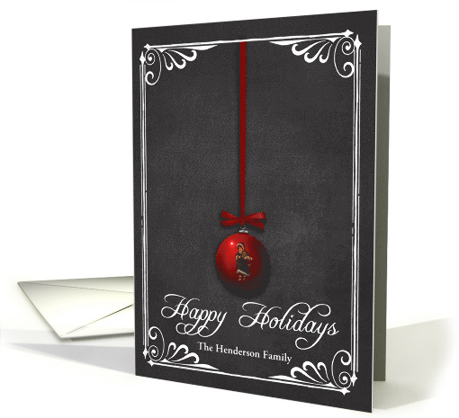 Chalkboard Red Christmas Hanging Ornament card (1185730)