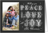 Chalkboard Wishing you Peace Love and Joy This Christmas Photo card