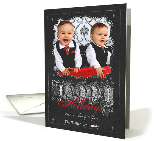 Chalkboard Happy Holidays from Our Family to Yours Photo card