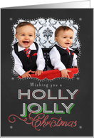 Chalkboard Wishing you a Holly Jolly Christmas Photo card