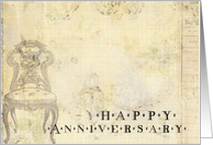 Vintage Happy Anniversary Grunge Chair Mixed Media card