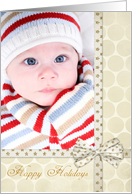 Vintage Style Christmas Photo Card with Bow card