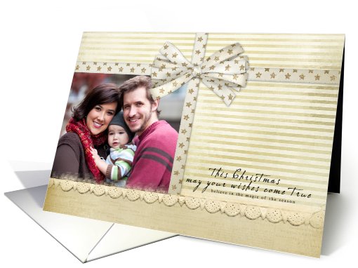 Vintage Photo Christmas Card with Bow card (947304)