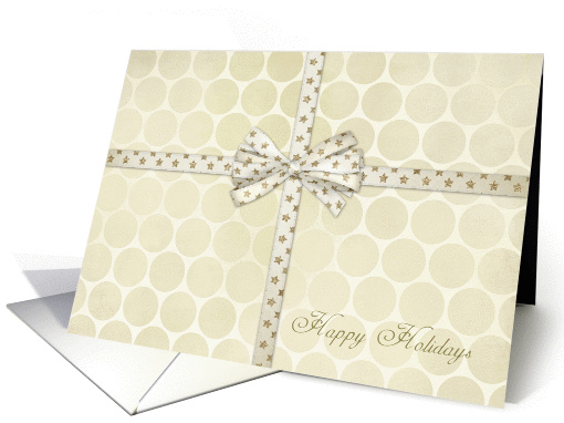 Business Vintage Style Christmas Card, Wrapped Present With Bow card