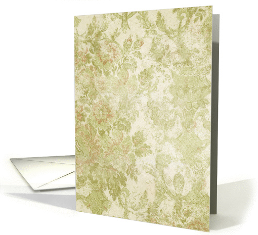 Vintage Green Floral Blank Note card (947788)