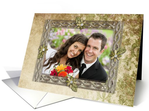 Vintage Floral Engagment Photo card (947795)