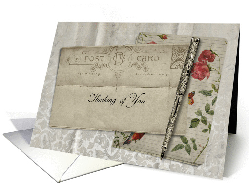 Vintage Postcard Thinking of You card (947831)