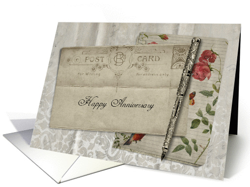 Vintage Postcard Happy Anniversary card (947837)