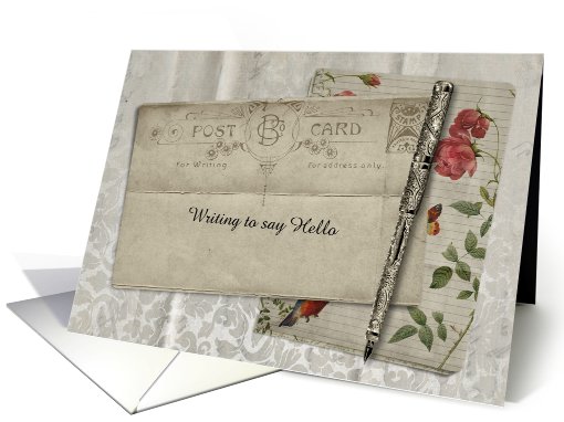 Vintage Hello Postcard Customizable card (947839)