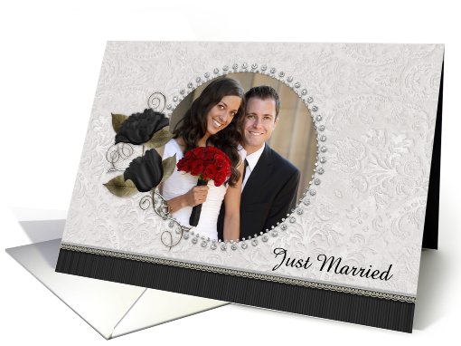 Just Married Diamond Floral Photo card (948330)