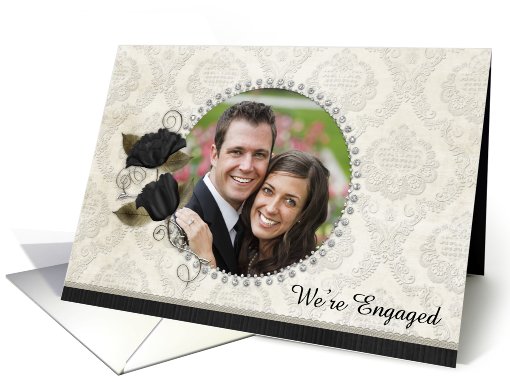 We're Engaged Diamond Floral Photo card (948336)