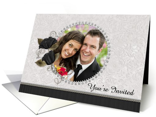 You're Invited Wedding Diamond Floral Photo card (948343)