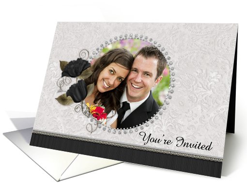 You're Invited Wedding Diamond Floral Photo card (948343)