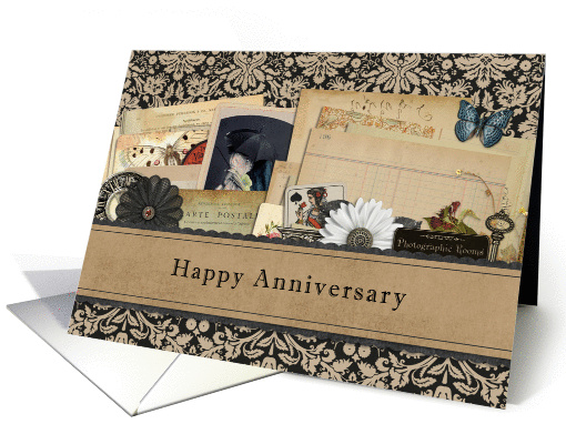 Happy Anniversary Vintage Ephemera Collage Collection card (948857)