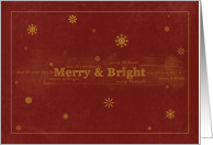 Merry & Bright Gold Snowflakes Red card