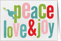 Peace Love & Joy Blue Dove card