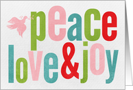 Peace Love & Joy Pink Dove card